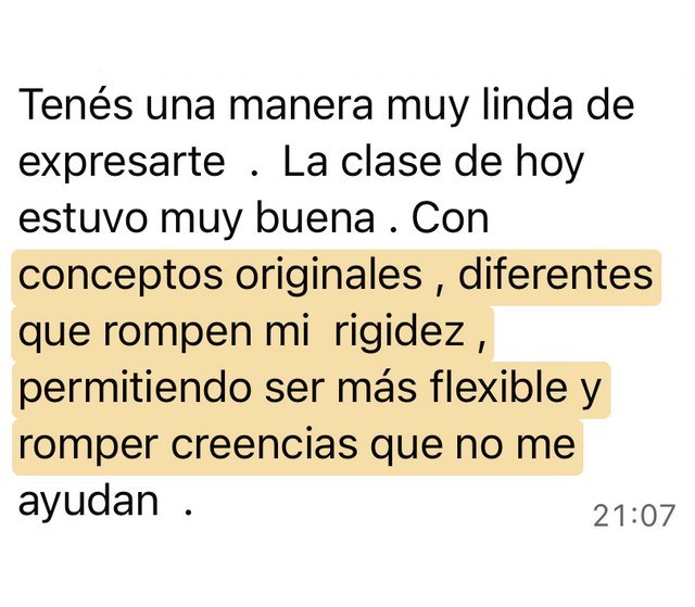 Mensaje de una alumna
