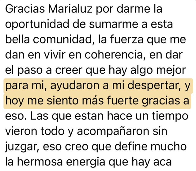Mensaje de una alumna